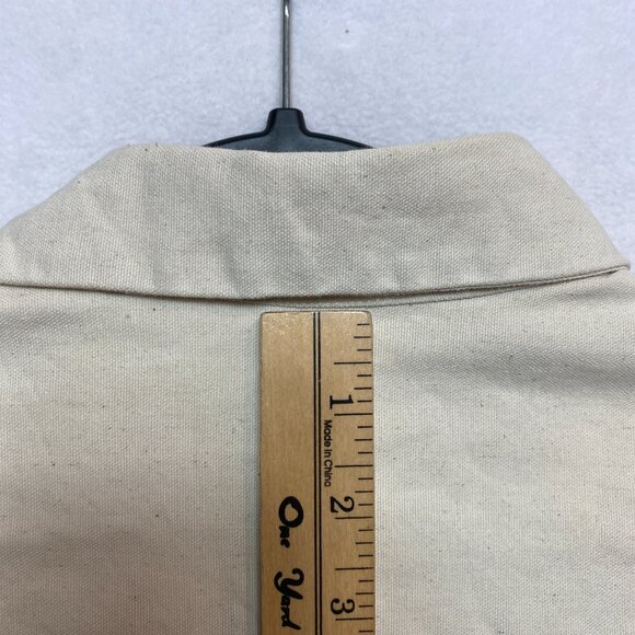 Zara Shirt Mens L Beige Long Sleeve Canvas Button Up - Picture 11 of 11